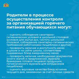 Родители в процессе осуществления контроля за организацией горячего питания обучающихся могут: