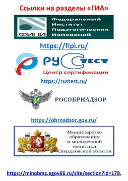 Ссылки на разделы ГИА